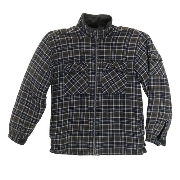 Vintage 90s Grunge Indie Granola Girl Gorpcore Casual Flannel Zip Up Shacket / L - Picture 5 of 8